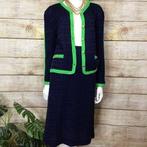 60's Caledonia Knitwear Co Navy and Green 2-piece Set